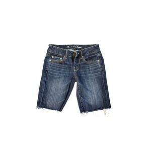 American Eagle Outfitters Women's Dark Wash Denim Cutoff Shorts Size 2 Stretch